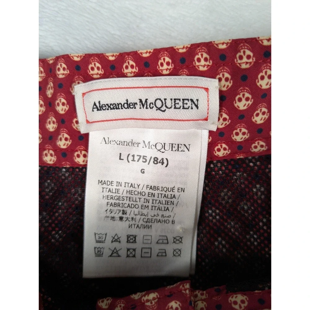 NWOT Alexander McQueen Skull Print‎ Swim Trunks Mens L Red Made in Italy Shorts